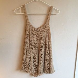 Cream Beige crocheted tank or cover-up.